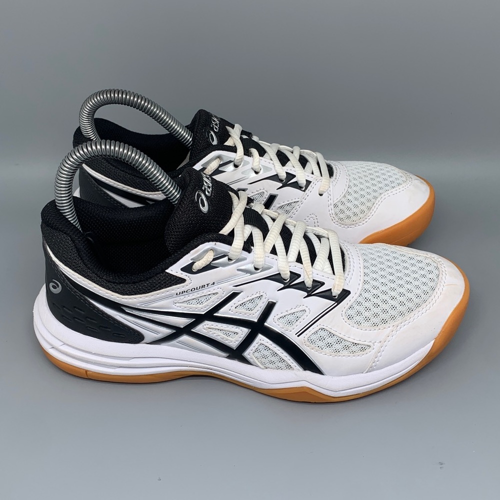Asics Upcourt 4 White/BlackTennis Shoes‎ 1074A027 Men's Sz 4.5 Women's Sz 6